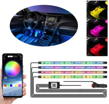TAŚMA LED RGB 5050 12V BLUETOOTH APLIKACJA OŚWIETLENIE KABIN AUTA SAMOCHODU