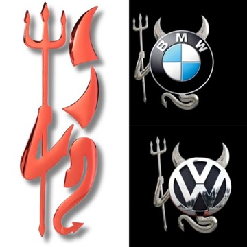 NAKLEJKA NA SAMOCHÓD ŚMIESZNE DIABEŁ DEVIL CHROM TUNING ZNACZEK
