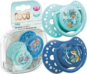 Lovi Folky Boy smoczek uspokajający silikonowy 3-6 m 2 sztuki