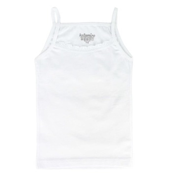 KOSZULKA NA RAMIĄCZKACH PODKOSZULKA BIAŁA 9-10 LAT 134-146 KATAMINO