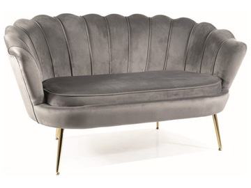 Sofa do salonu glamour CAMELLIA 2 VELVET szara/złoty stelaż