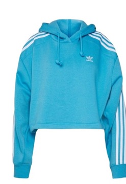 Adidas niebieska krótka luźna bluza kapturem 32