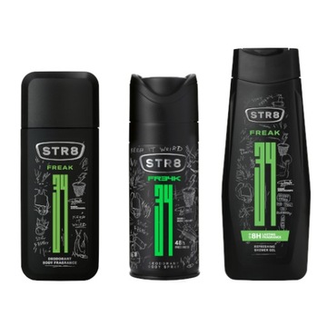STR8 FREAK ZESTAW 3cz DNS 75ml+ SPRAY 150ml+ ŻEL 400ml