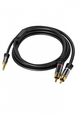 PremiumCord kabel miniJack 2x RCA Chinch 5m AUX GOLD