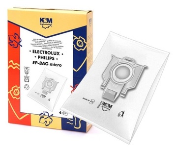 Worki flizelinowe K&M EP-BAG MICRO 4 szt. do odkurzaczy Electrolux AEG Phil