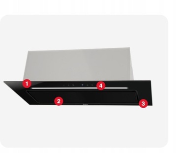 AMICA вытяжка под шкаф OMP9568BG 613,5 м³/ч 90см 45дБ LED Черное стекло Slim