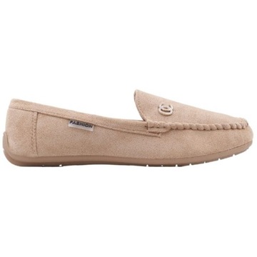 MOKASYNY DAMSKIE ZAMSZOWE PÓŁBUTY BEŻOWE PŁASKIE WKŁADKA EKOSKÓRA WYGODNE