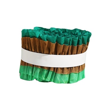 2 шт. Мятая бумага в рулоне. Ленты из креповой бумаги. Коричневый и зеленый фон.