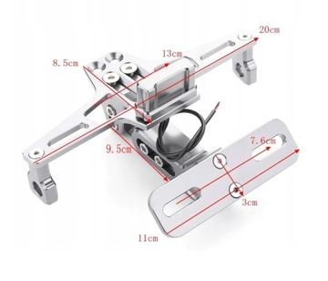 UCHWYT MOCOWANIE DO TABLICY REJESTRACYJNEJ MOTOCYKLA PODŚWIETLENIE