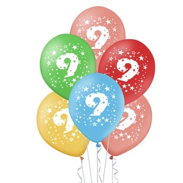 Balony kolorowe z cyfrą 9