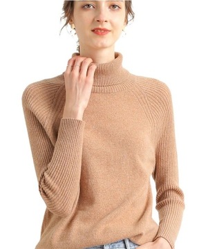 SWETER WEŁNIANY WEŁNA MERINO BEŻOWY S
