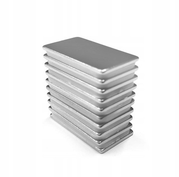 MAGNES NEODYMOWY MAGNESY NEODYMOWE PROSTOKĄTNE 20x10x1 mm SZTABKOWE PŁYTKO