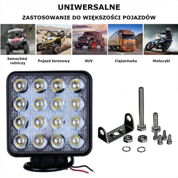 LAMPA ROBOCZA HALOGEN LED 48W 16x3W 12V 24V