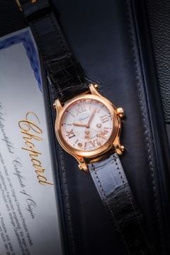 CHOPARD HAPPY SPORT LADY AUTOMATIC DIAMONDS 18K GOLD 36MM NIENOSZONY/KPL.