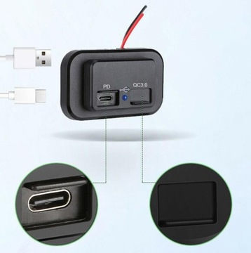 Зарядное устройство USB-C Quick Charge QC3.0 + PD 36 Вт, 12–24 В