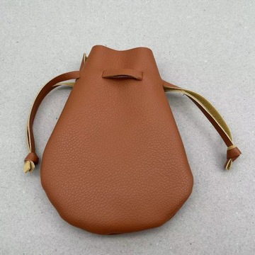 КОРИЧНЕВАЯ КОЖАНАЯ СУМКА ДЛЯ МОНЕТ 14X11 СМ