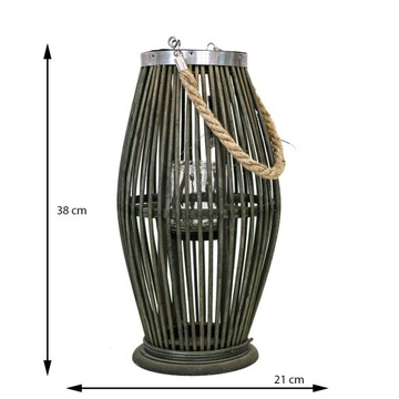 Зеленый бамбуковый фонарь 21х38см BOHO
