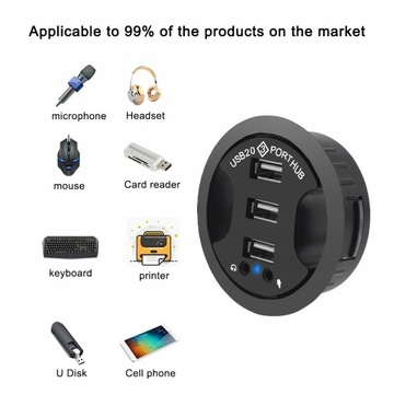 3-портовый USB 2.0 USB-концентратор Настольный адаптер Audio D HUB