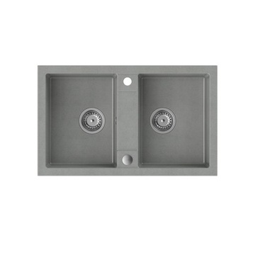 DENZEL 120 МОЙКА, гранит черный, 2 чаши, 78x48x17,5