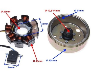 СКУТЕР GY6 4T 139 СТАТОР ЗАЖИГАНИЯ МАГНИТНЫЙ СПАРКЕР