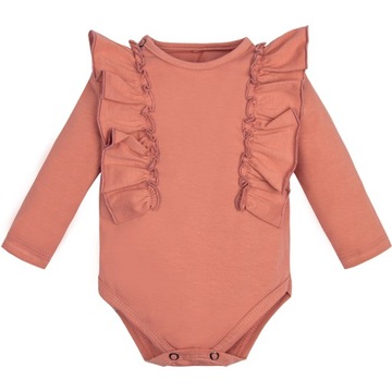 ГЛАДКОЕ ДЕТСКОЕ БОДИ С РЮШАМИ, терракота 80