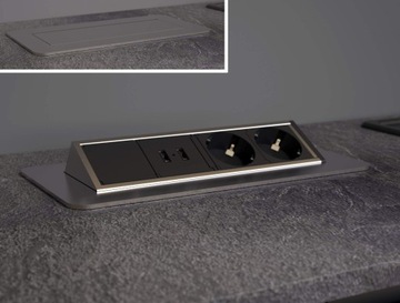 Удлинитель USB 230 В, настольный, передвижной, хром, небольшое количество на складе
