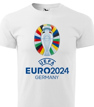 Koszulka Męska Biała UEFA EURO 2024 GERMANY Idealna Do Kibicowania M