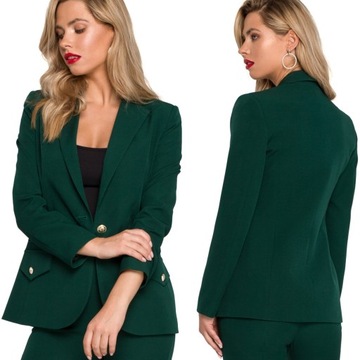 ŻAKIET DAMSKI MARYNARKA NARZUTKA ELEGANCKA NA GUZIK ZIELONA 42 XL