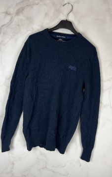 Superdry Sweter Granatowy Wełna Jagnięca S 36