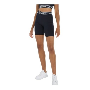 TOMMY HILFIGER DÁMSKE LEGÍNY CYKLISTKY MONOTYPE TAPE HW FIT TMAVOMODRÉ r.XS