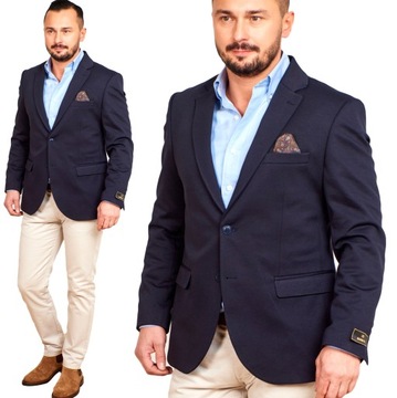 Marynarka męska elegancka casual wizytowa zapinana granatowa 410 Turecka 58