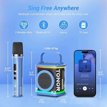Караоке-набор Wireless Bluetooth со светодиодами