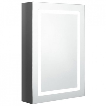 Szafka łazienkowa z lustrem i LED, lśniąca szarość, 50x13x70 cm