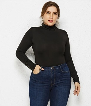 Sexy Plus Size Bodysuits Women Turtle Neck Romper