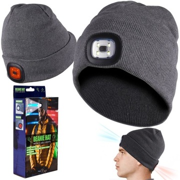 Шапка с ФОНАРЕМ, светодиодное освещение, теплый зимний налобный фонарь, изолированные батарейки.