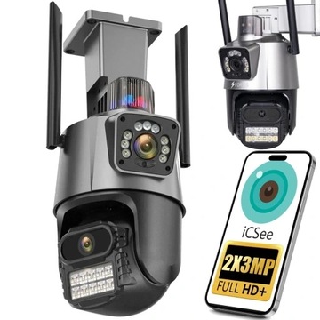 KAMERA 2W1 ZEWNĘTRZNA OBROTOWA IP WIFI FULL HD DO MONITORINGU 2x 3MPX