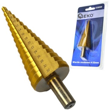 WIERTŁO STOŻKOWE STOPNIOWE CHOINKOWE TYTAN 4-32 mm