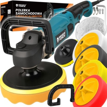 POLERKA SAMOCHODOWA ROTACYJNA 2600W REGULACJA OBROTÓW + ZESTAW GĄBEK + FILC