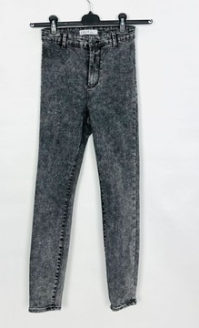 Jeansowe elastyczne spodnie rurki marmurek XXS 32 Denim Co.