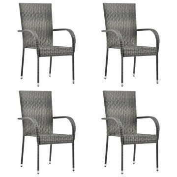 Krzesełka ogrodowe polirattanowe, szare, 4 szt. - 55,5x53,5x95 cm
