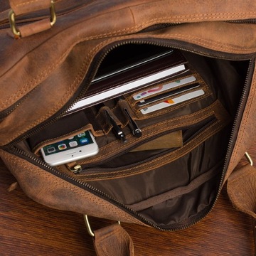 Męska skórzana duża A4 torba do pracy podróżna na laptopa 15'6 XL biznesowa