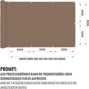 OSŁONA BALKONOWA TARASOWA BRĄZOWA 0.85x4.5M
