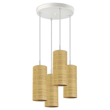 Lampa Wisząca Żyrandol Abażury Tuby Rattan LED E27