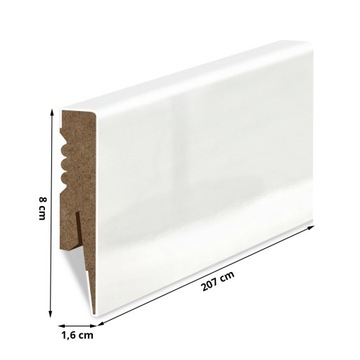 8 НАПОЛЬНАЯ ПЛАНКА МДФ, БЕЛАЯ ГЛЯНЦЕВАЯ