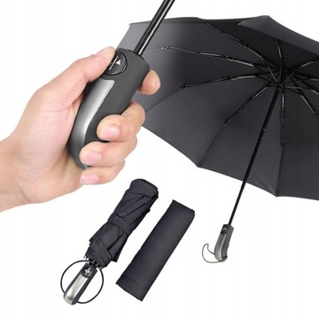 PORZĄDNY PARASOL PARASOLKA AUTOMAT SKŁADANY WŁÓKNO DUŻY XL UNISEX PREMIUM