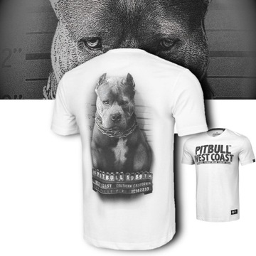 PITBULL T-SHIRT KOSZULKA MĘSKA NADRUK MUGSHOT 2 BAWEŁNA 190g BIAŁA XXL