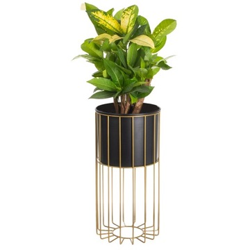 +Gratis. Kwietnik stojący metal czarno złoty stojak loft druciany 42cm
