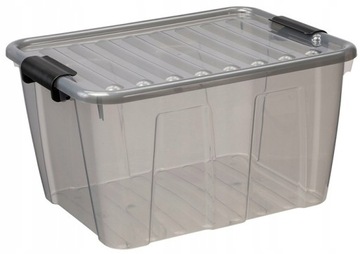 POJEMNIK PUDEŁKO SKRZYNIA ORGANIZER ŻYWNOŚCI PLASTIKOWY POKRYWKA KLIPSY 31l