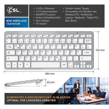 БЕСПРОВОДНАЯ QWERTZ-КЛАВИАТУРА CSL 2,4 ГГц