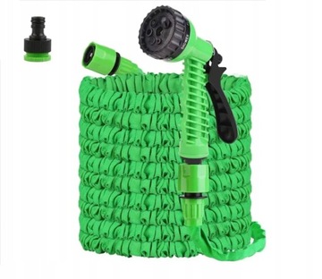 НАБОР ДЛЯ ПОЛИВА ГИБКИЙ Удлиняемый САДОВЫЙ ШЛАНГ 15М + ПИСТОЛЕТ + БОНУС